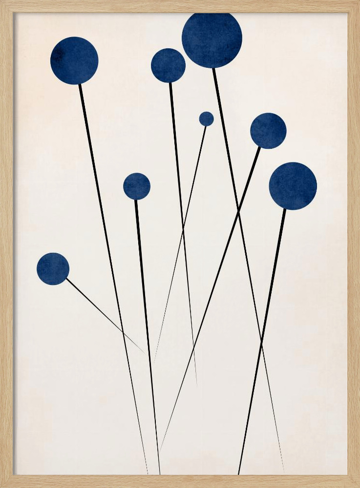 Poster - Wild Blueberries posterframe van natuurlijk hout