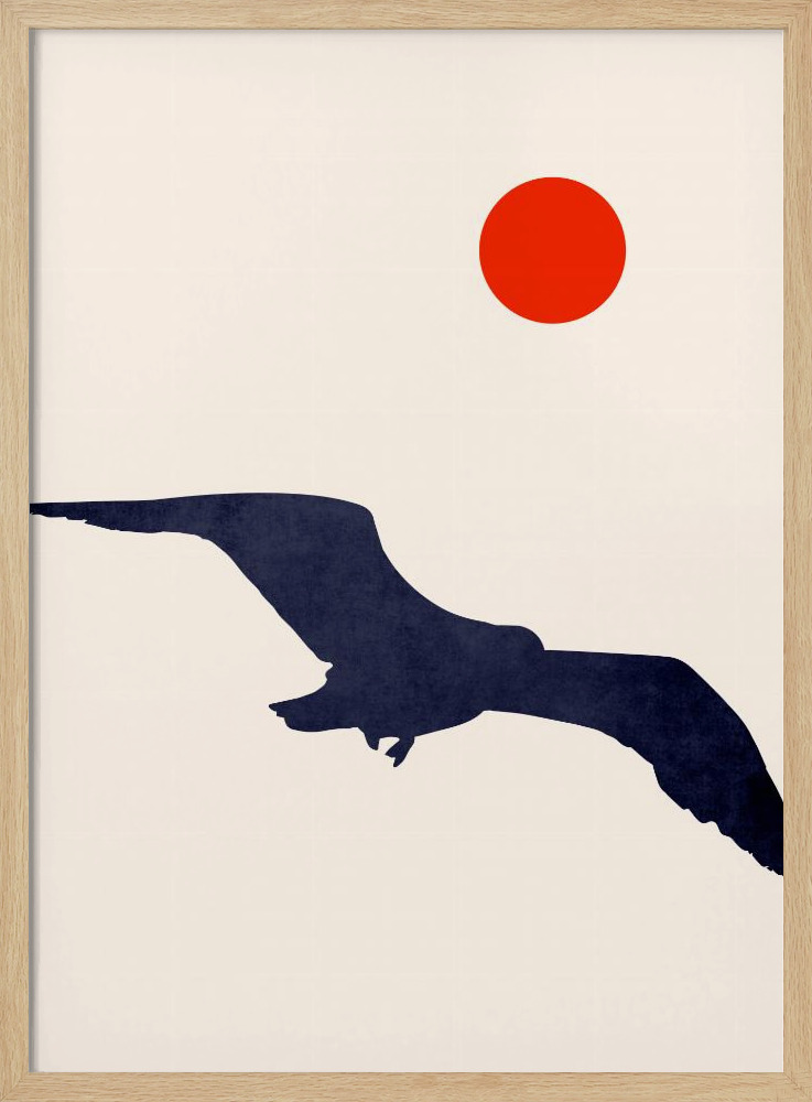 Poster - Seagull natural wood poster frame