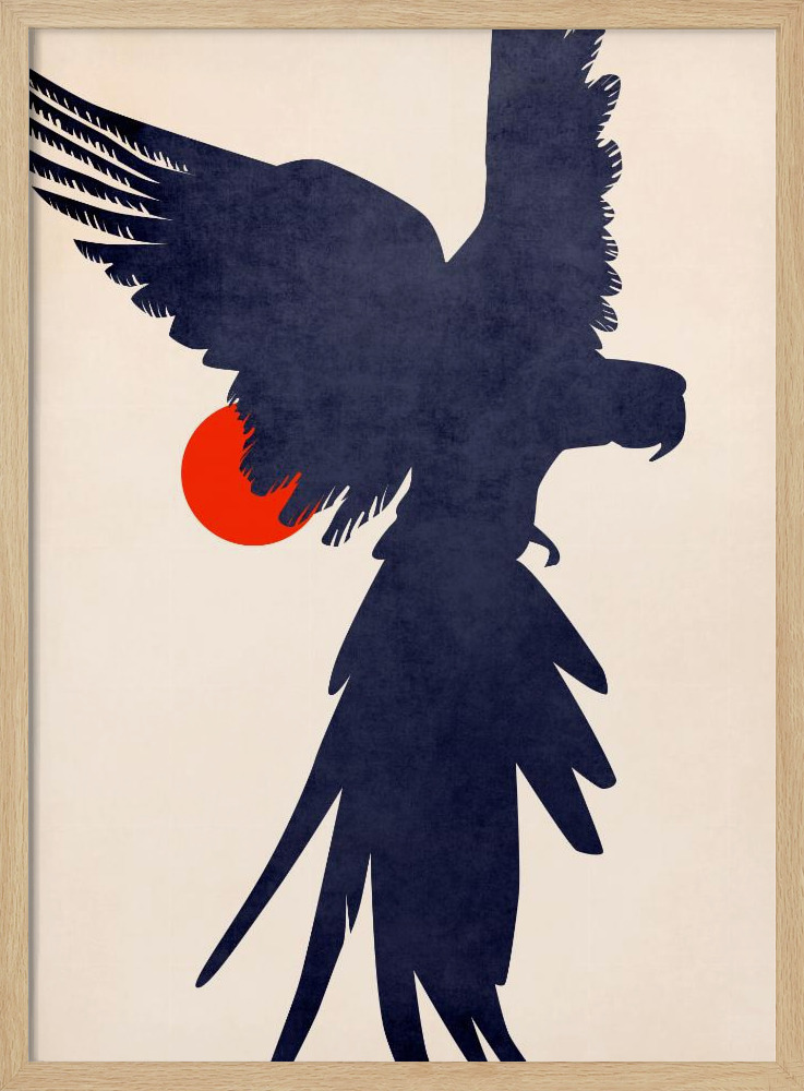 Poster - Parrot posterframe van natuurlijk hout