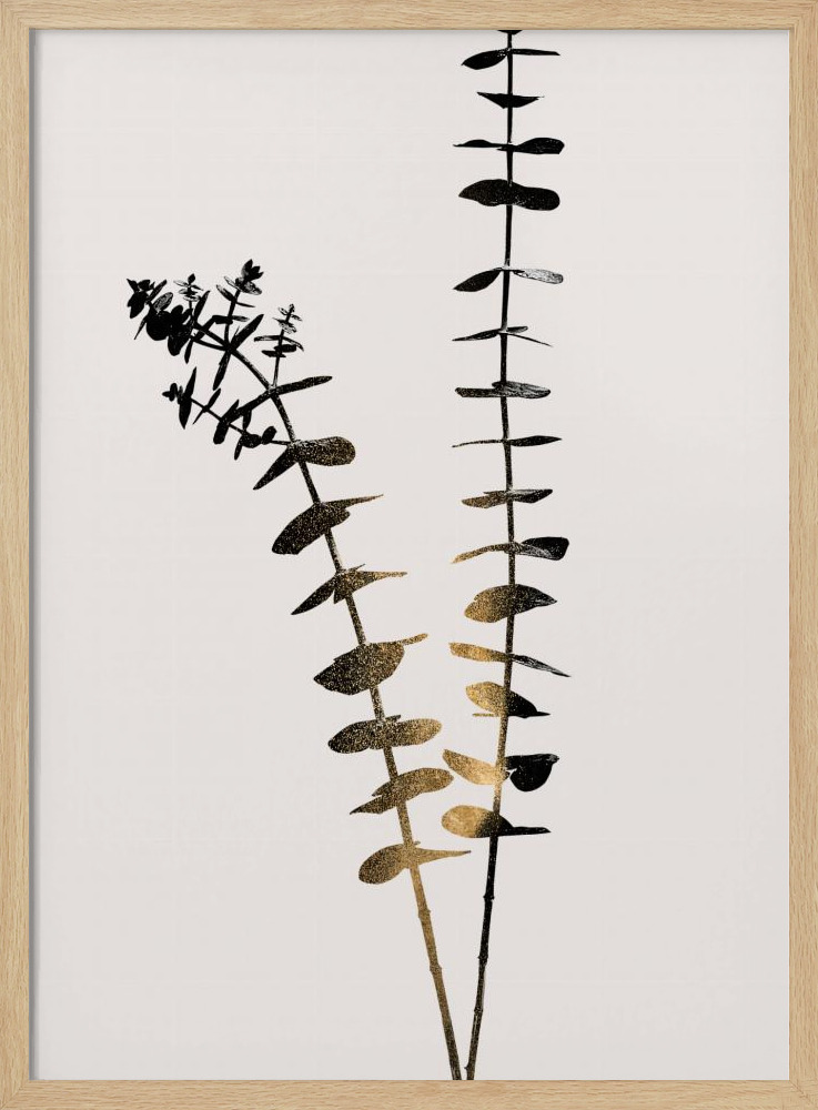 Poster - Eucalyptus Dark Gold posterframe van natuurlijk hout