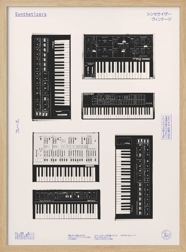 Affiche - Synthetisers cadre de poster en bois naturel