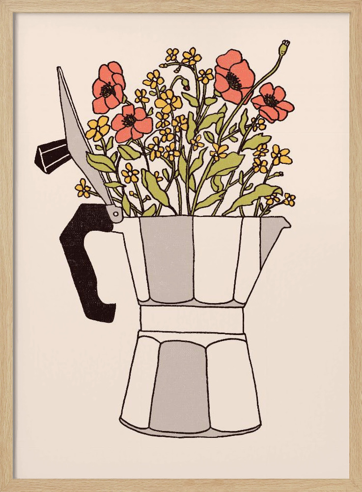 Poster - Moka Flowers natural wood poster frame