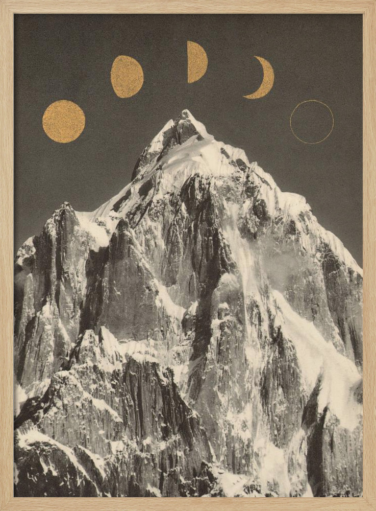 Poster - - Moon Phases ★★★ posterframe van natuurlijk hout