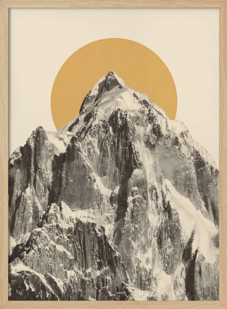 Poster - - Mountainscape posterframe van natuurlijk hout