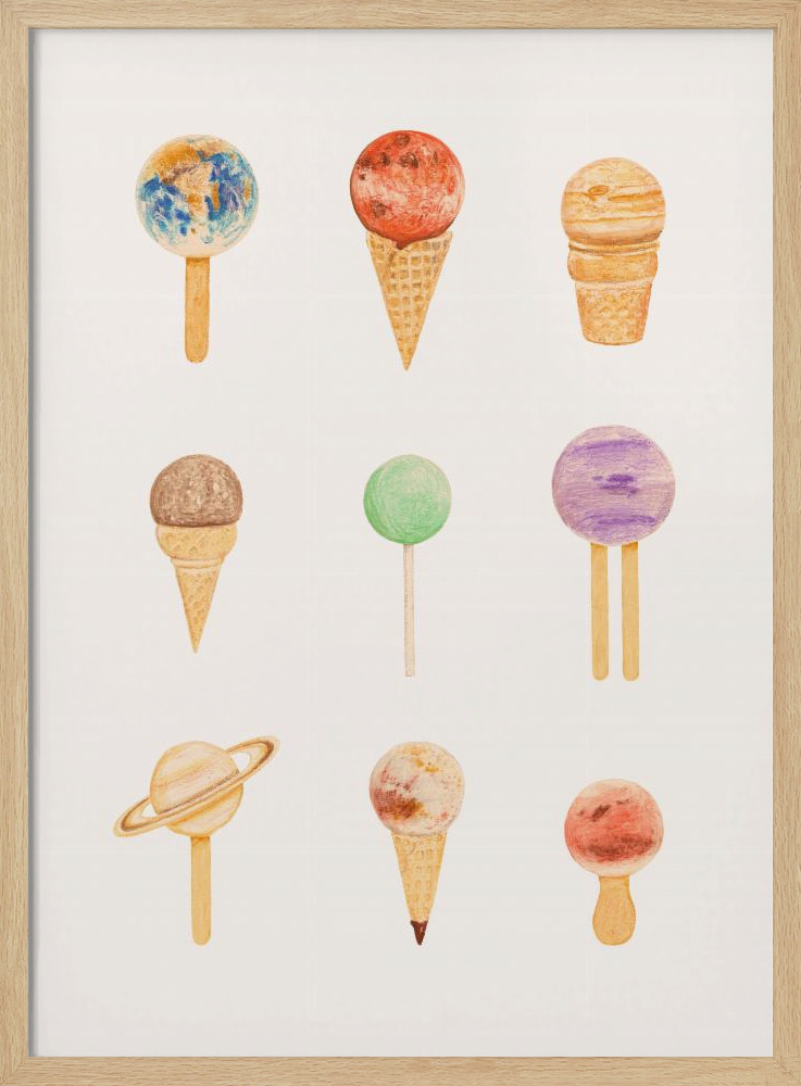 Poster - Planetarium Sugarium natural wood poster frame