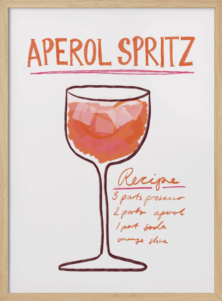 Poster - Aperol Spritz posterframe van natuurlijk hout