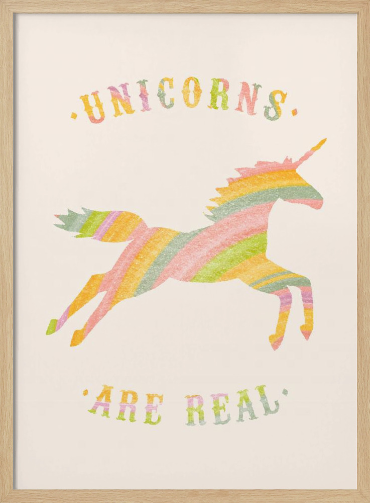 Poster - Unicorns Are Real posterframe van natuurlijk hout