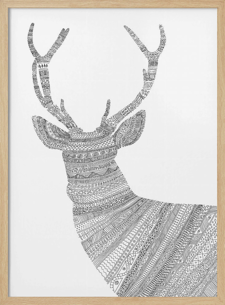 Poster - Stag White natural wood poster frame