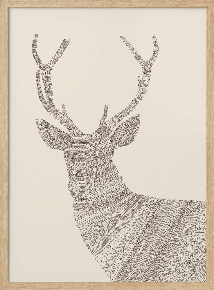 Poster - Stag Beige natural wood poster frame