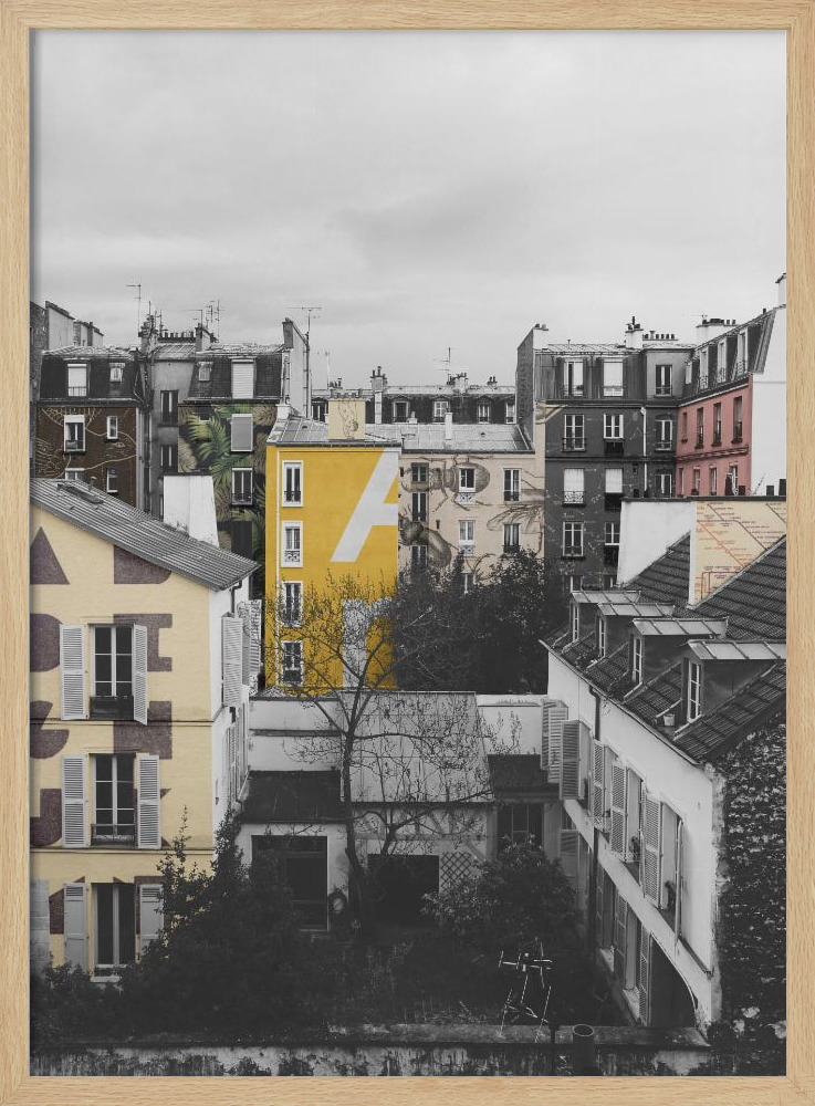 Poster - Paris Tags posterframe van natuurlijk hout