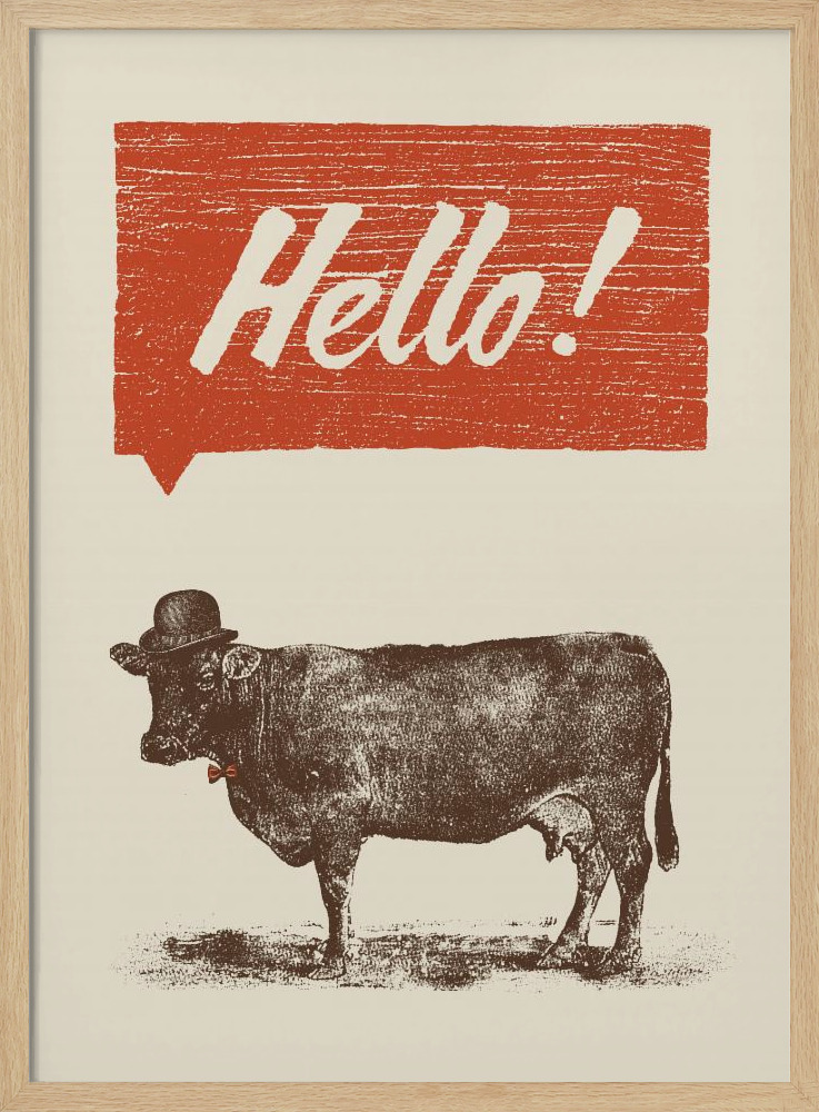 Poster - Hello natural wood poster frame