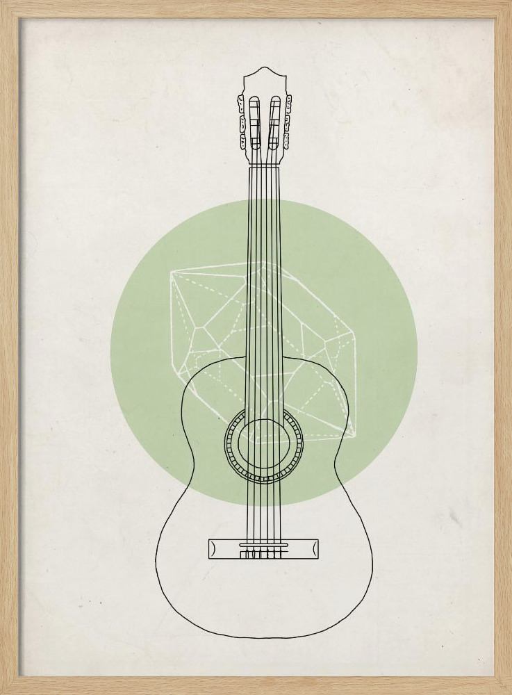 Poster - Guitar posterframe van natuurlijk hout