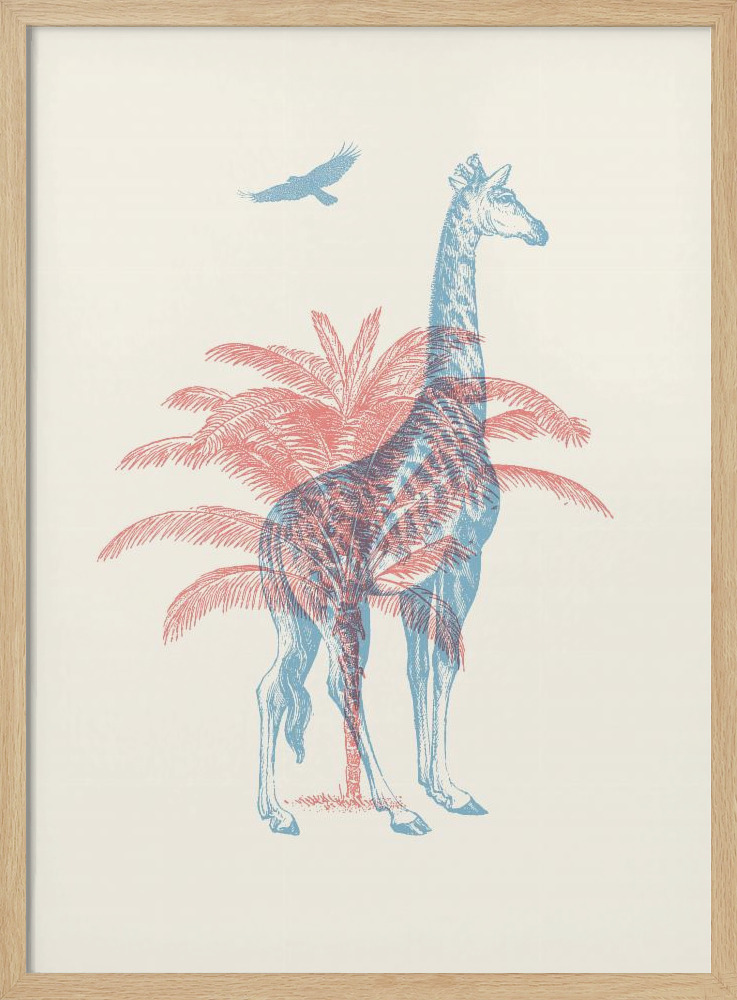 Poster - Giraffe natural wood poster frame