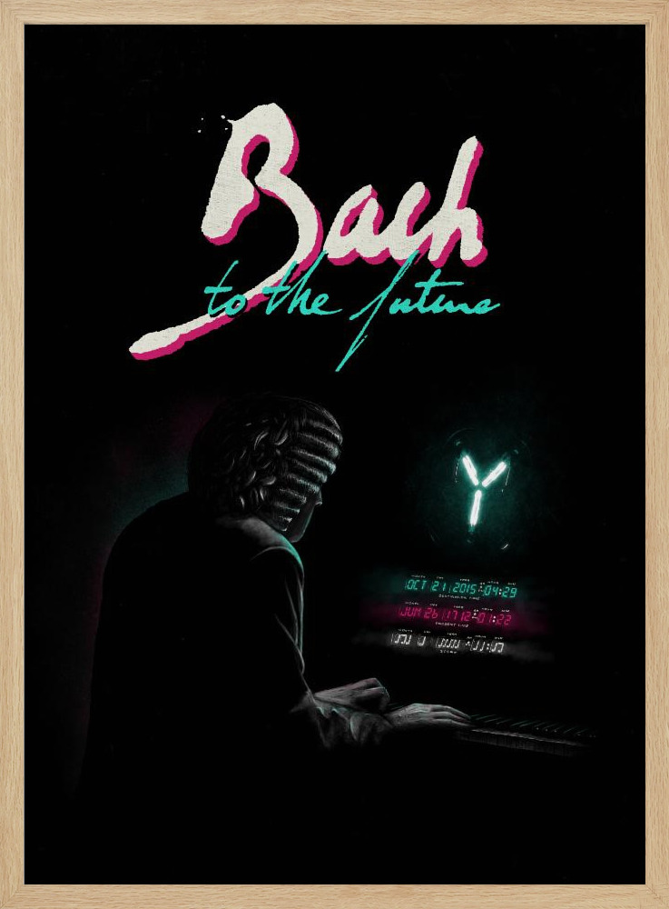 Poster - Bach To The Future Nº2 posterframe van natuurlijk hout