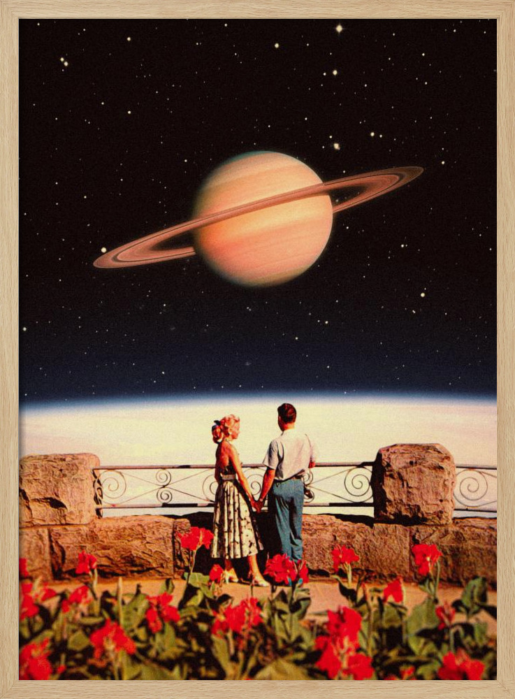 Poster - Lovers In Space natural wood poster frame