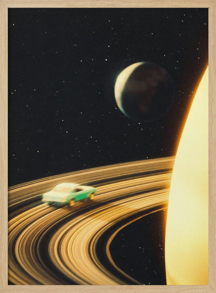 Poster - Saturn Highway posterframe van natuurlijk hout