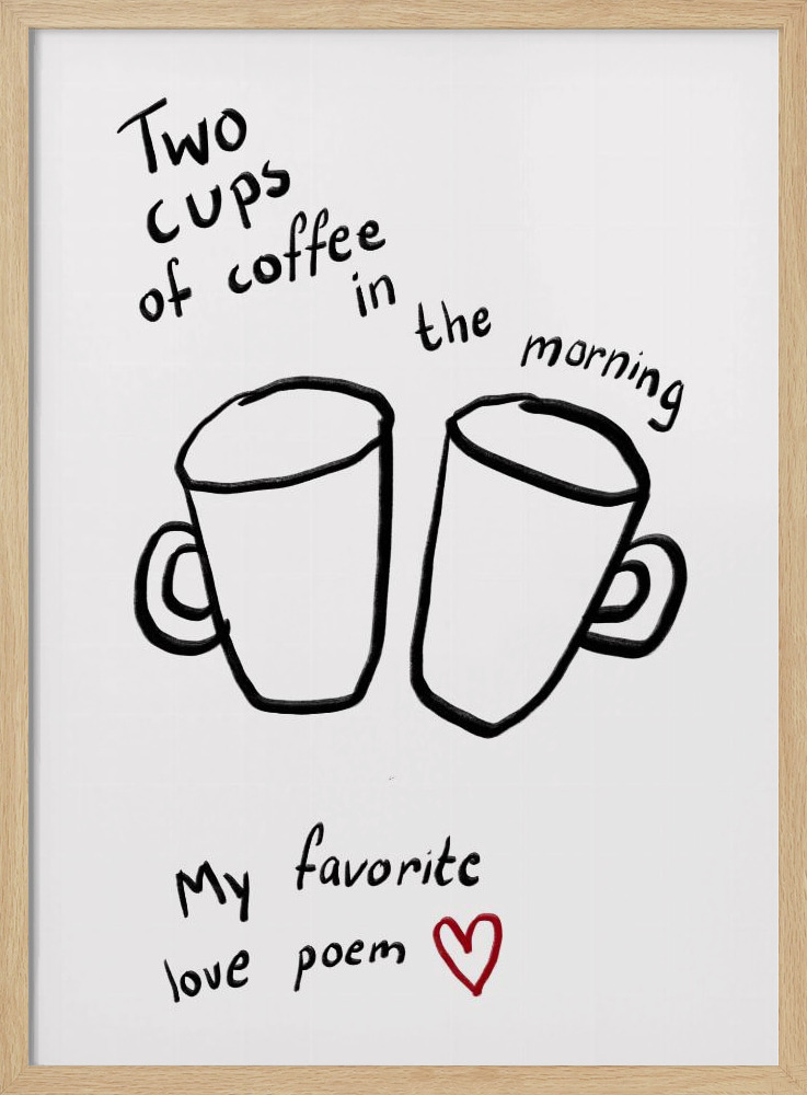 Poster - Two Cups posterframe van natuurlijk hout