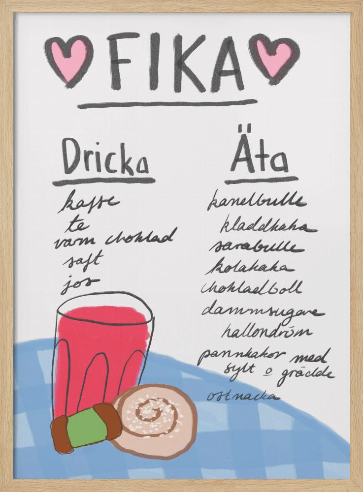 Poster - Fika posterframe van natuurlijk hout