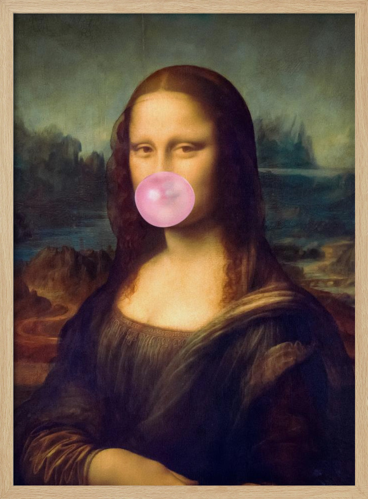 Poster - Mona Lisa Bubble Gum natural wood poster frame