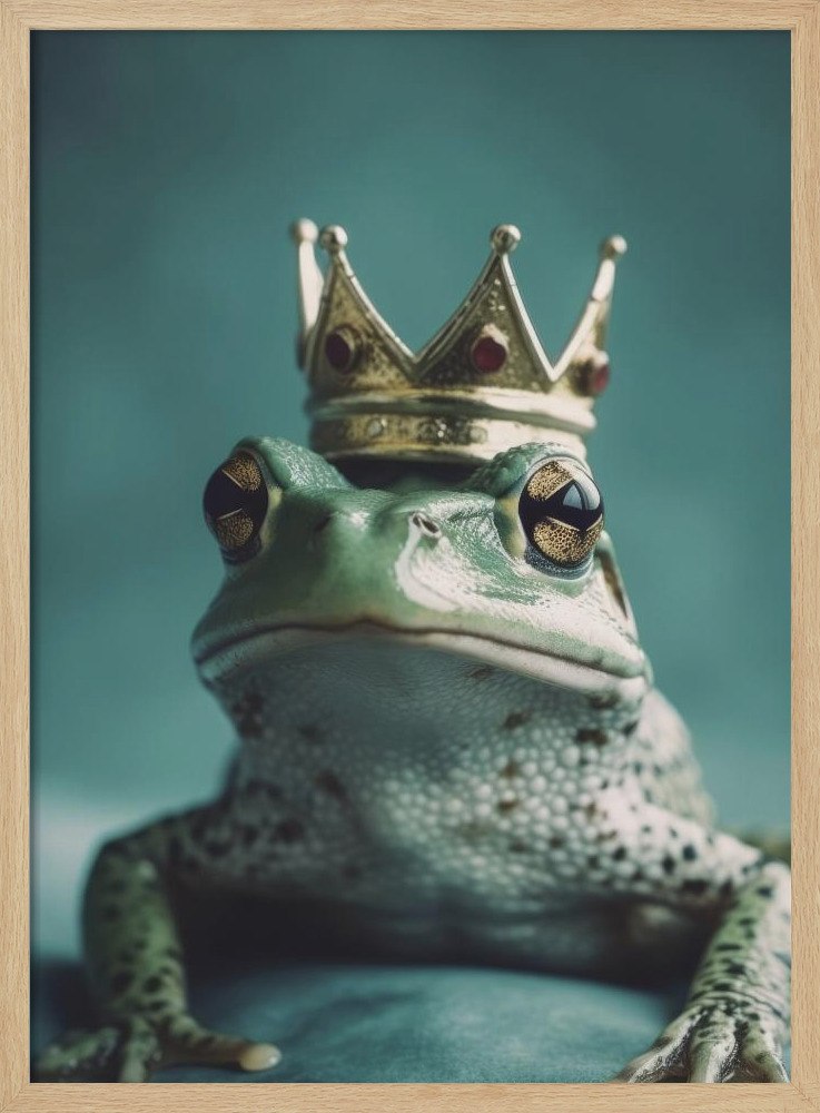 Poster - Kiss The Frog posterframe van natuurlijk hout