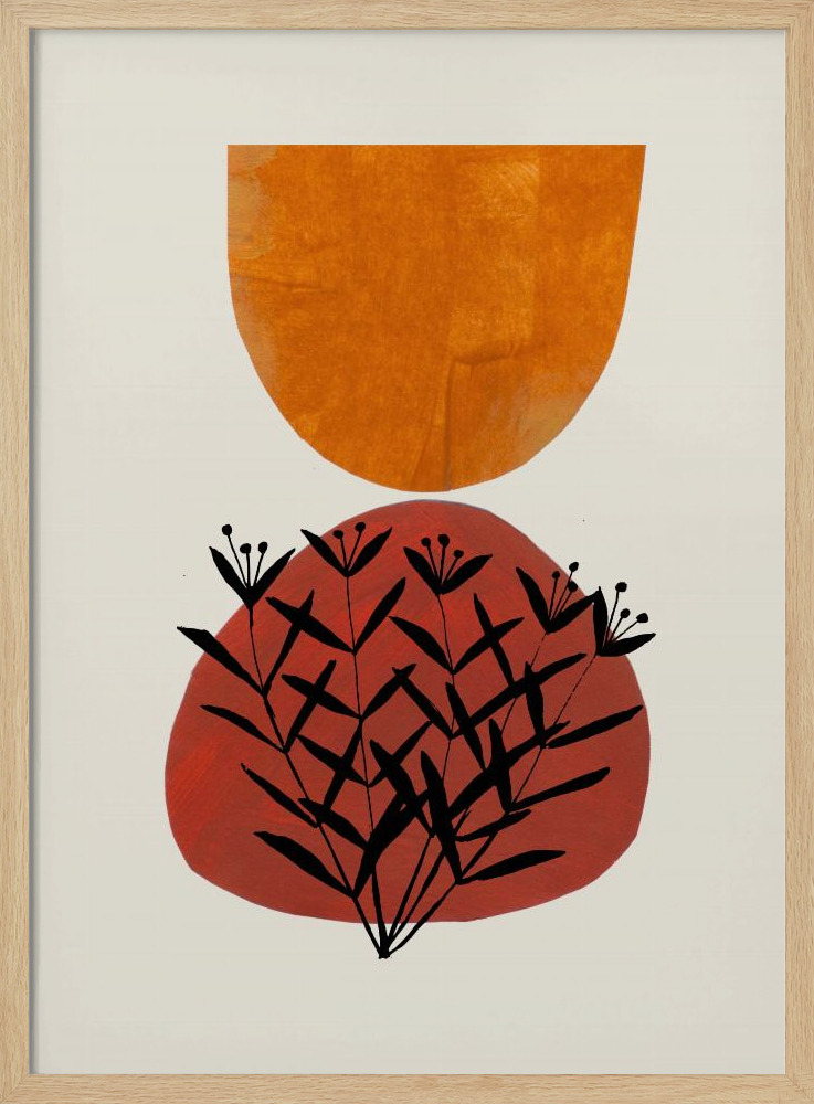 Plakat - Fall Flowers ramka na plakat z naturalnego drewna