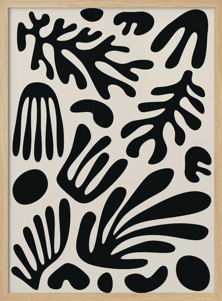 Poster - Henri Matisse Black Algae Collection #3 natural wood poster frame