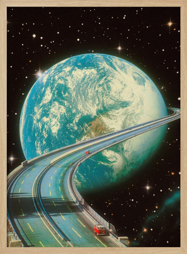 Poster - Highway Home natural wood poster frame