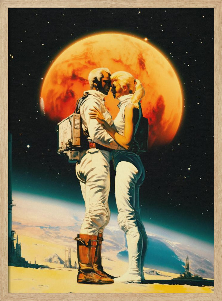 Poster - Intergalactic Love natural wood poster frame
