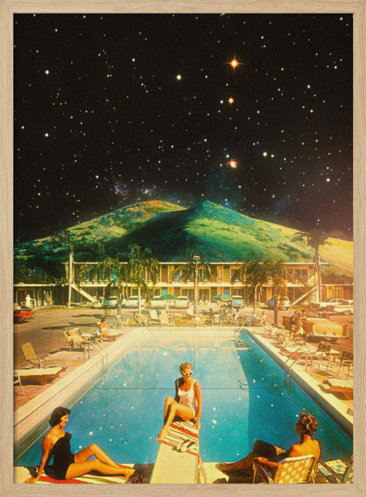 Poster - Space Pool natural wood poster frame