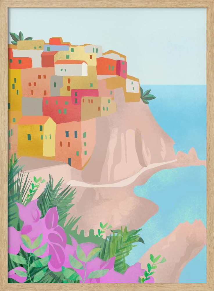 Poster - - Cinque Terre natural wood poster frame