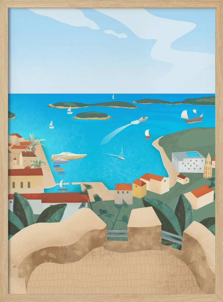 Affiche - Hvar Island cadre de poster en bois naturel