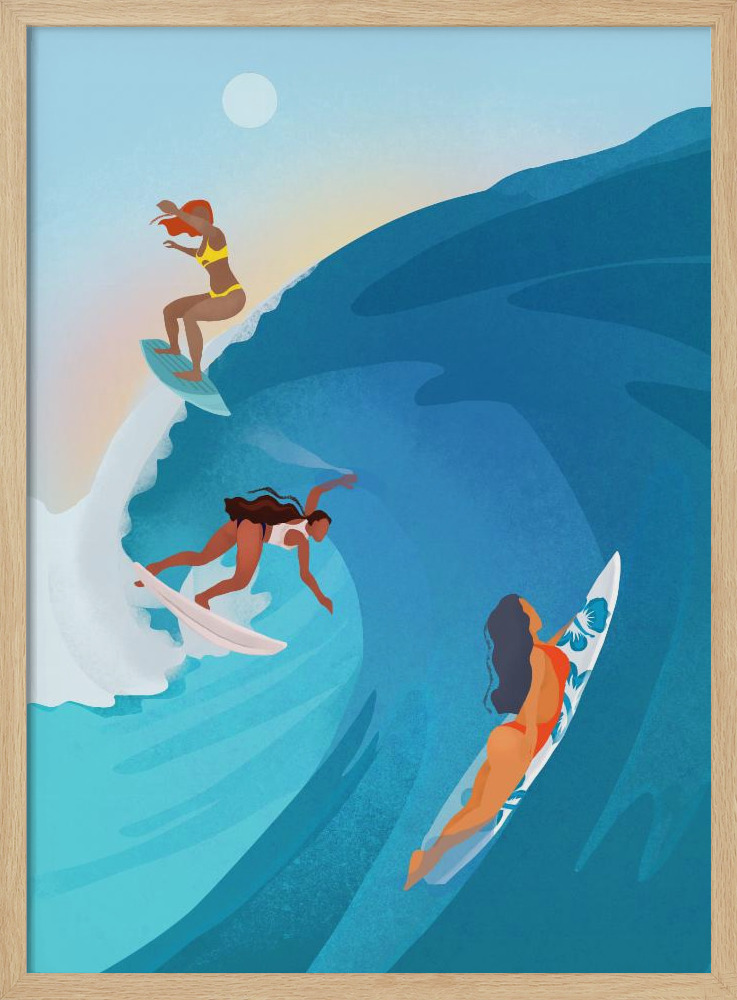 Poster - Surfers natural wood poster frame