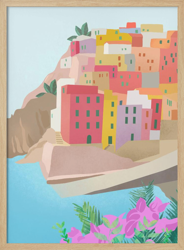 Poster Italy - Affisch posterram i naturligt trä