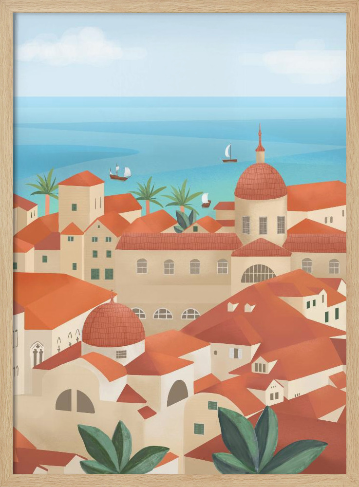 Poster - Dubrovnik Old Town natural wood poster frame