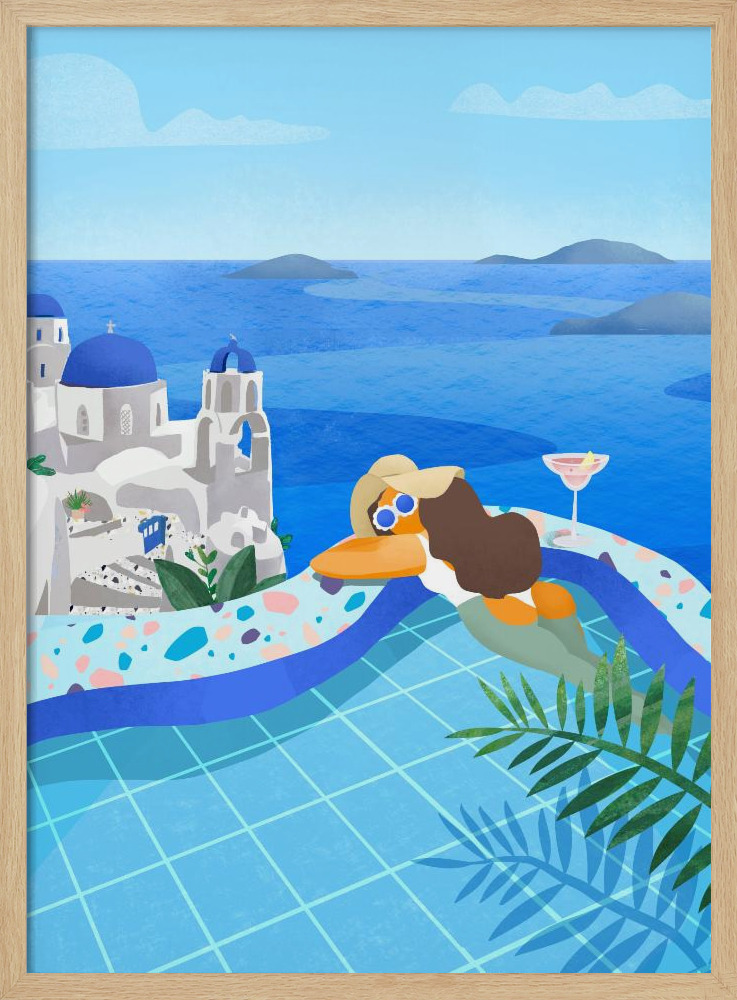 Poster - - Summer in Greece natural wood poster frame