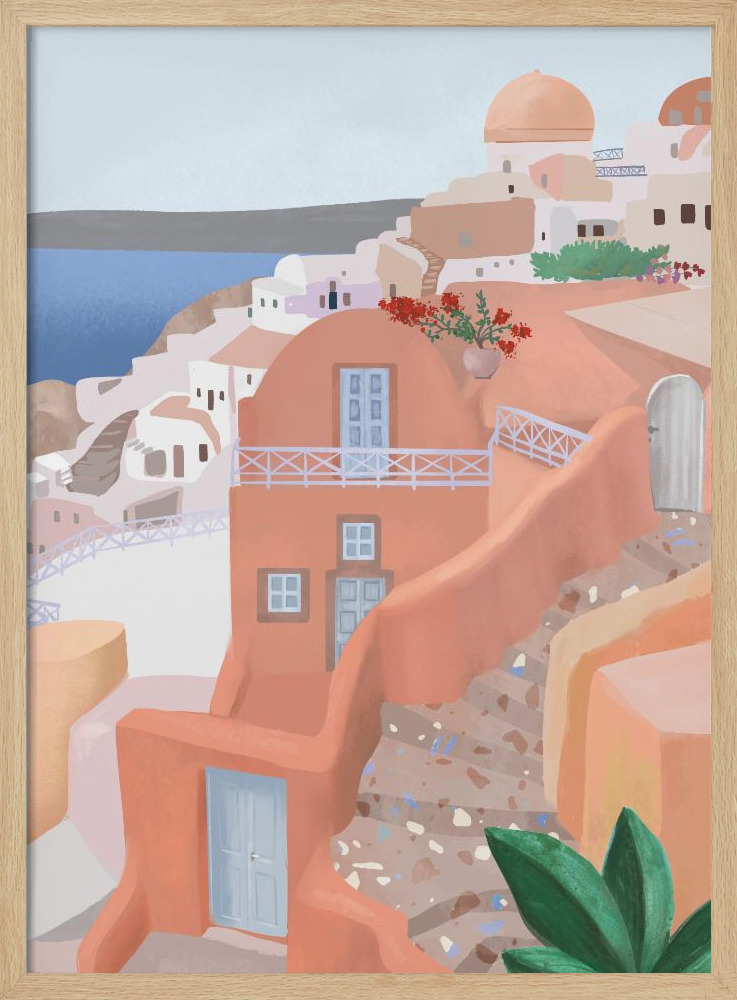 Poster - Santorini natural wood poster frame