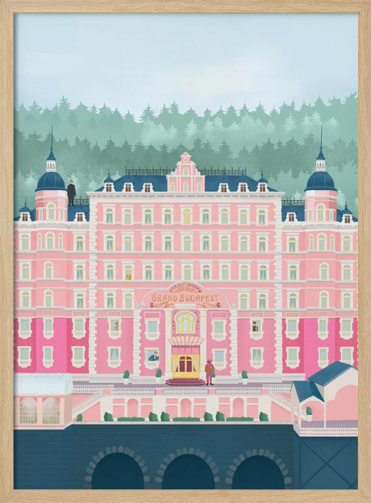 Poster - The Grand Budapest Hotel natural wood poster frame