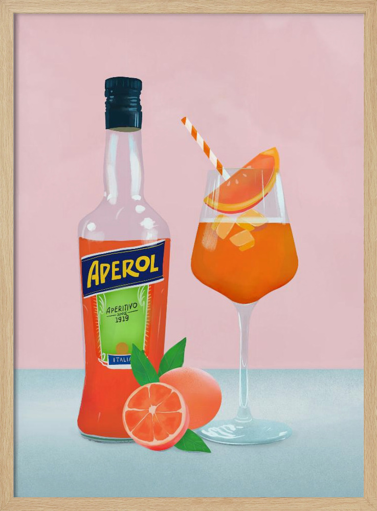 Poster - Aperol Spritz natural wood poster frame