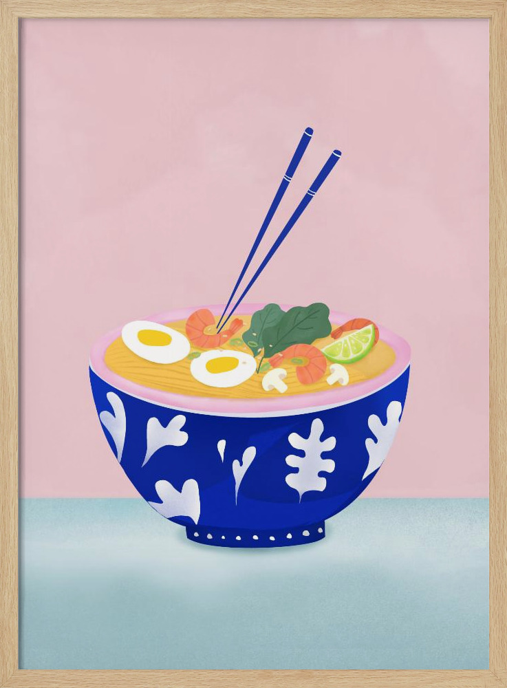 Poster - Ramen Bowl natural wood poster frame