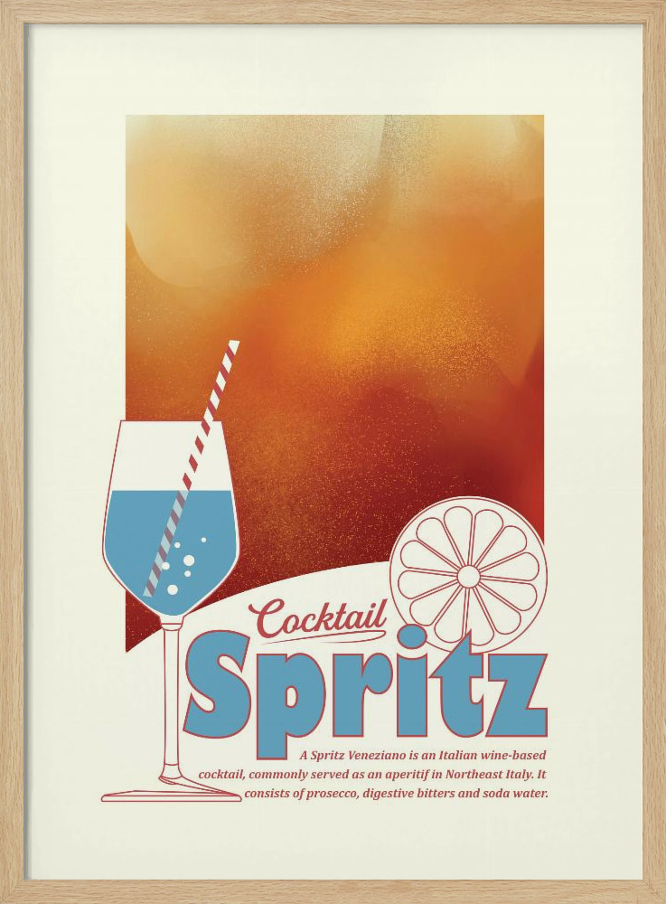 Poster - Aperol Spritz print posterframe van natuurlijk hout