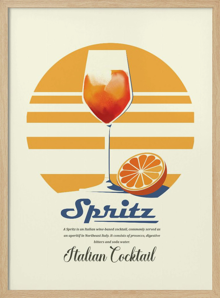 Plakat - Spritz summer print ramka na plakat z naturalnego drewna
