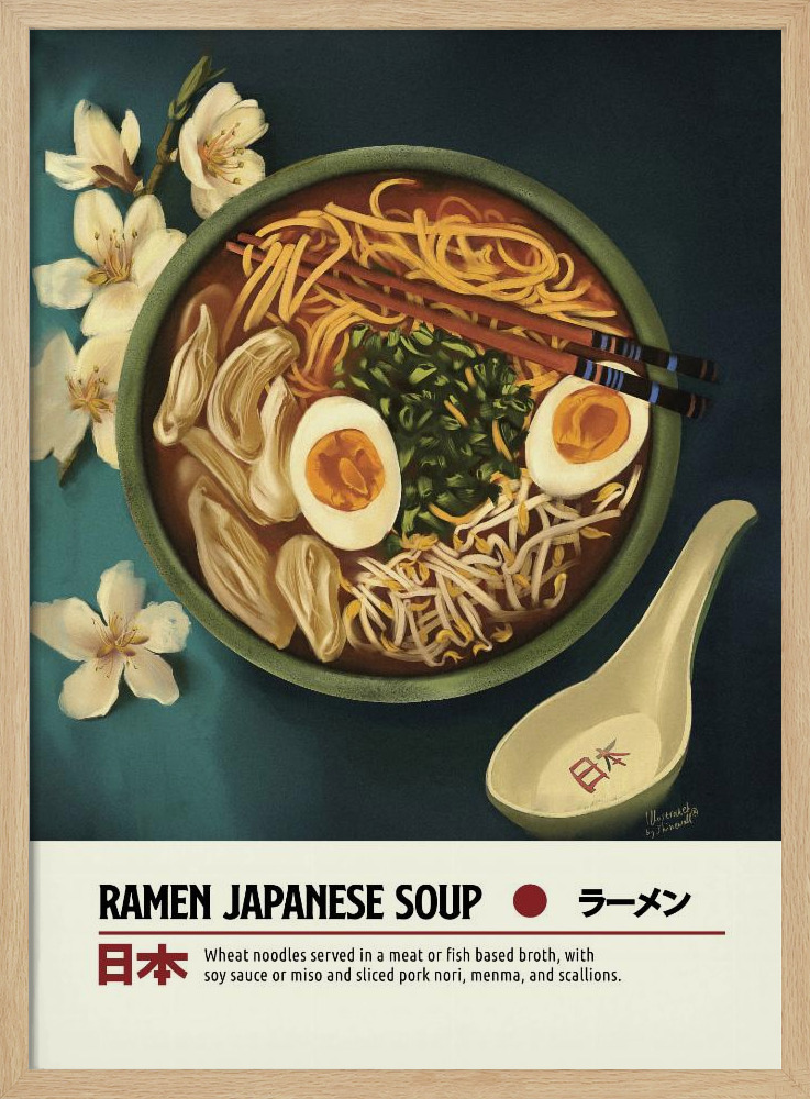 Poster - Ramen natural wood poster frame