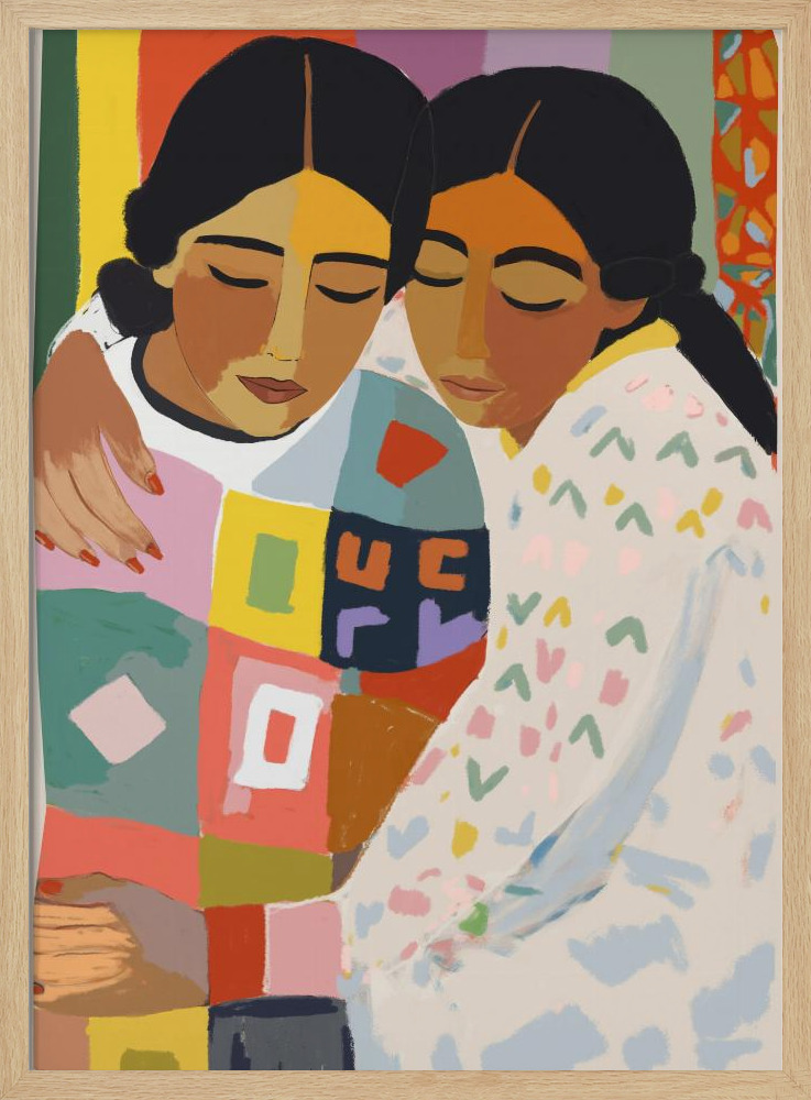 Plakat - Warm Hug ramka na plakat z naturalnego drewna
