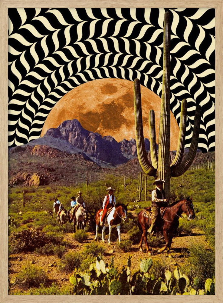 Poster - Illusionary Cowboys natural wood poster frame