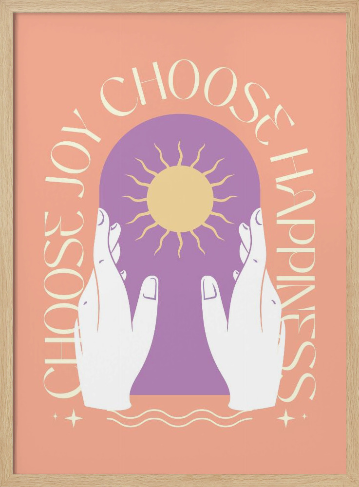 Affiche - Choose Joy Choose Happiness cadre de poster en bois naturel