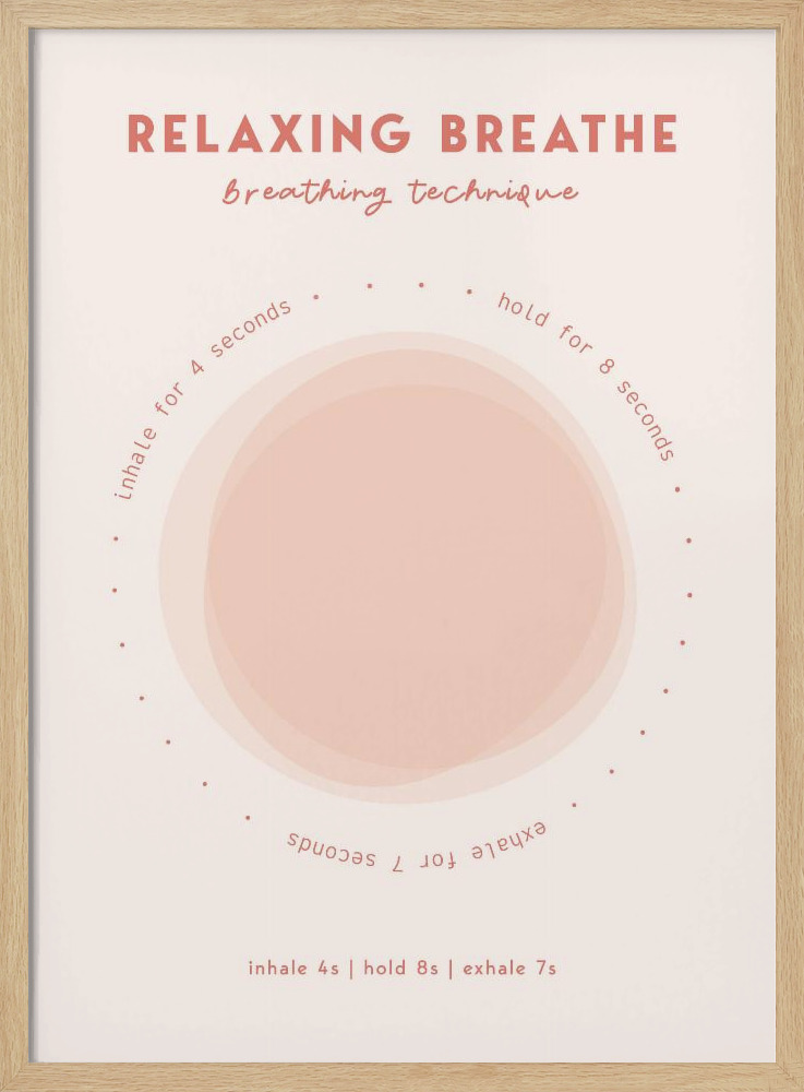 Plakat - Relaxing Breathe ramka na plakat z naturalnego drewna