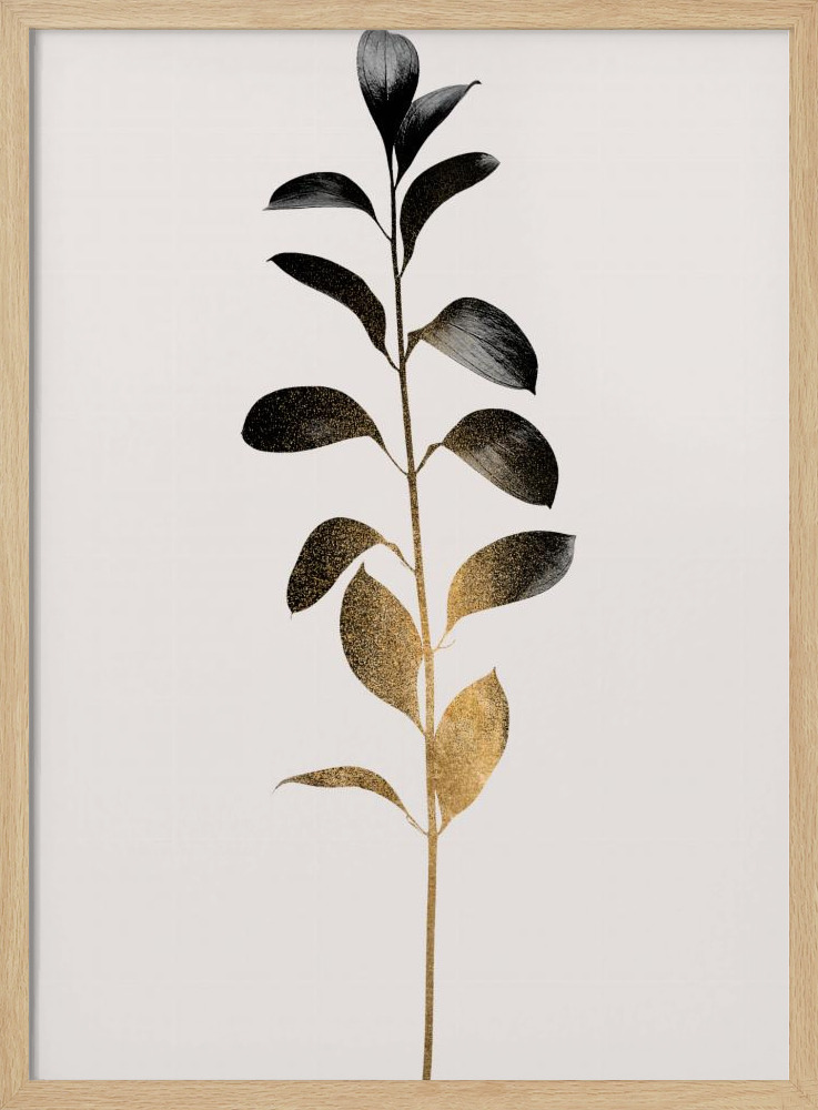 Poster - Monochromatica No.9   Dark Gold natural wood poster frame
