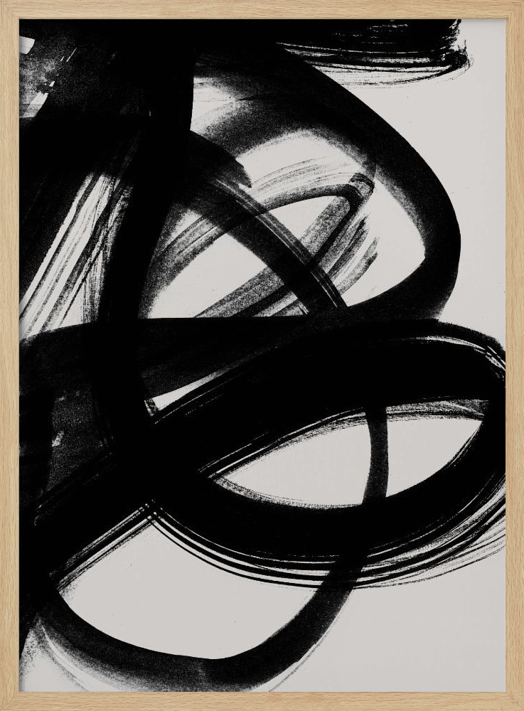 Poster - Abstract Brush Strokes 5 A1 natural wood poster frame