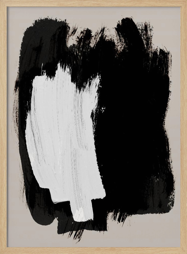 Poster - Abstract Brush Strokes 16 natural wood poster frame