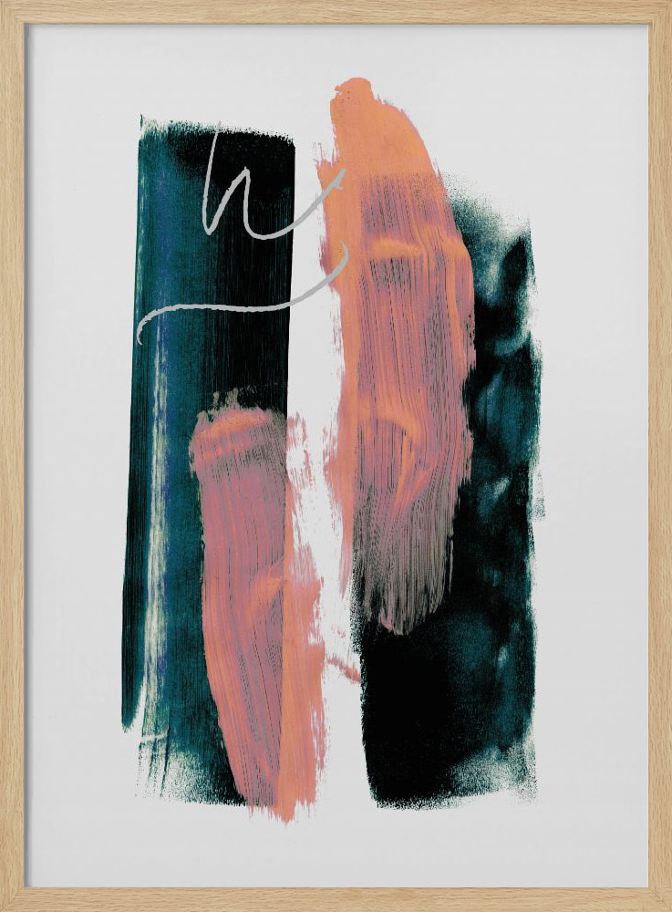 Poster - Abstract Brush Strokes 3x A1 natural wood poster frame